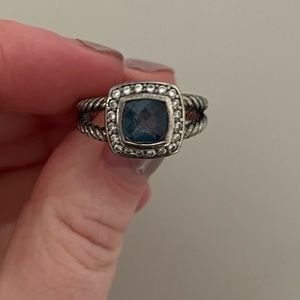 Petite Albion® Ring
Sterling Silver with Blue Topaz and Diamonds, 7mm